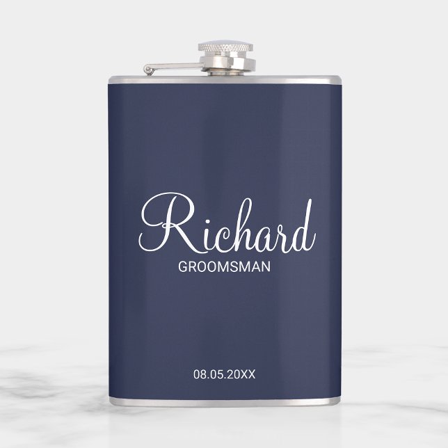 Petaca Groomsman personalizado con guión moderno (Subido por el creador)