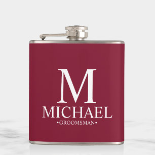 Petaca Groomsman personalizado de la raza borgoñona moder