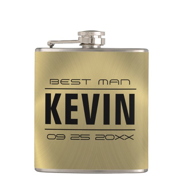 Petaca Groomsman Regalos-Textura de imitación de oro metá (Anverso)