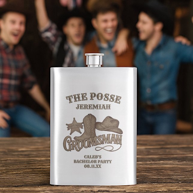 Petaca Groomsman Rustic Cowboy Posse Bacheler Party (Subido por el creador)