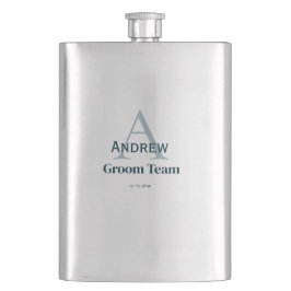 Petaca groomsmen de equipo simple y personalizado en mono