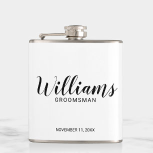 Petaca Groomsmen personalizado de escritura moderna