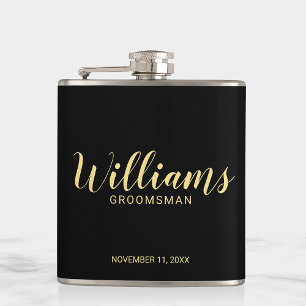 Petaca Groomsmen personalizado de escritura moderna