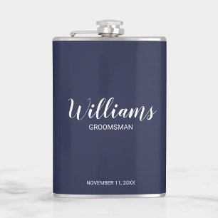 Petaca Groomsmen personalizado de escritura moderna