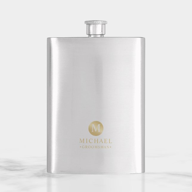 Petaca Groomsmen personalizado de oro masculino (Subido por el creador)