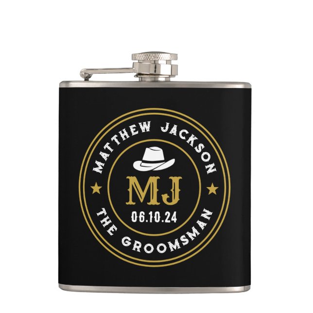 Petaca Groomsmen personalizados con el logotipo de cosech (Anverso)