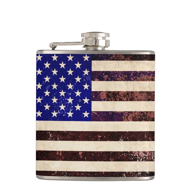 Petaca Grunge vintage de la bandera estadounidense (Anverso)
