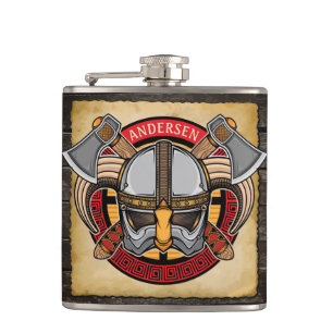 Petaca Guerrero vikingo nórdico AGREGAR NOMBRE Hacha nórd