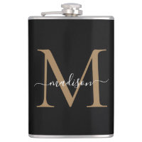 Guión femenino de monograma elegante de oro negro 