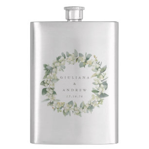 Petaca Guirnalda personalizada de snowberry y eucalipto p
