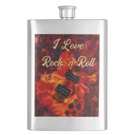 Petaca Guitarra Eléctrica en Fuego Red Black Love Rock n 