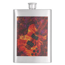 Petaca Guitarra eléctrica sobre el fuego Resumen púrpura 