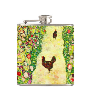 Petaca Gustav Klimt Garden con pollos
