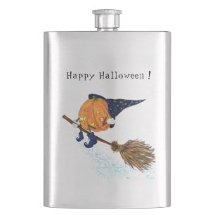 Petaca Halloween Flask Witch Pumpkin Flying Broom