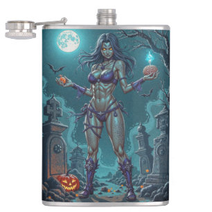 Petaca Halloween Regalo o Novia Zombie con Cerebros