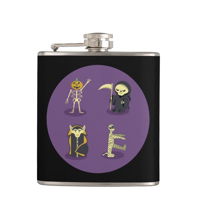 Petaca Halloween Skeleton Dracula Mummy Grim Reaper (Anverso)