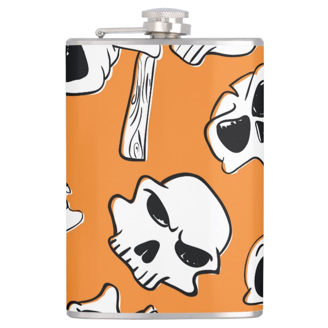Petaca Halloween Skulls Bones Doodle Pattern (Anverso)