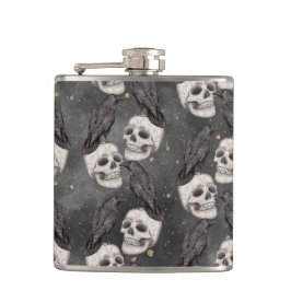 PETACA HALLOWEEN SPOOKY SKULLS Y CROS NEGROS