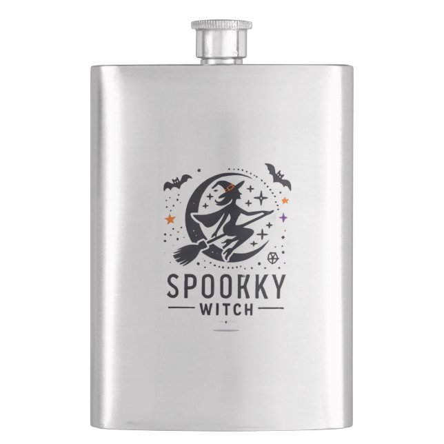 Petaca Halloween Spooky Witch Design - Volando en la habi (Anverso)