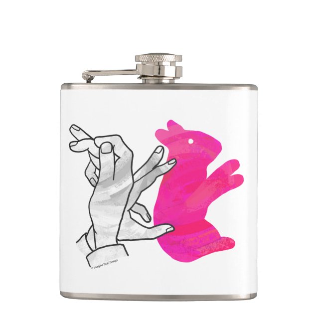 Petaca Hand Silhouette Rabbit Pink (Anverso)