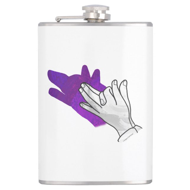 Petaca Hand Silhouette Wolf Purple (Anverso)