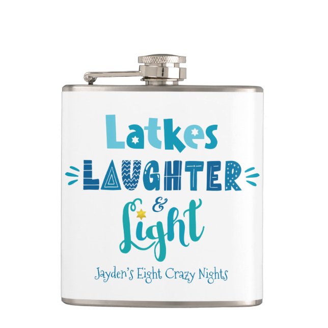 Petaca Hanukkah Latkes Laughter Light Funny Nombre Person (Anverso)