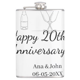 Petaca Happy 20th anniversary champagne bottle glass name