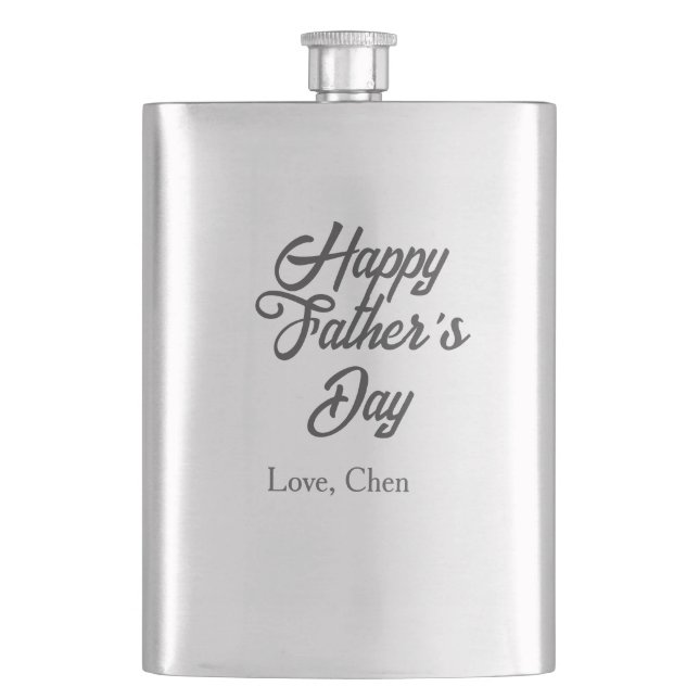 Petaca Happy father's day gray name love best Daddy ever  (Anverso)