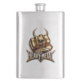 Petaca Heavy Metal Gold Edition - Totenkopf Faust Hörner