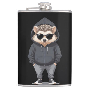 Petaca Hedgehog Con Hoodie Funny Vector Animal Guay