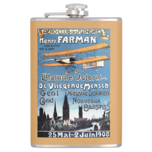 Petaca Henry Farman vuela el poster del promo del hombre