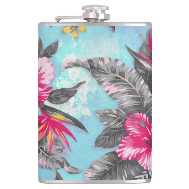 Petaca Hermosas acuarelas de pintura floral tropical (Anverso)