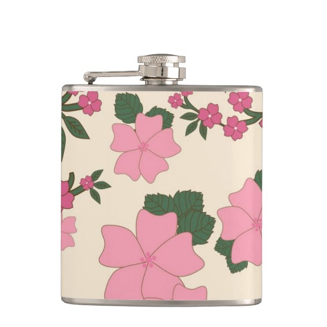Petaca Hermoso patrón floral rosa (Anverso)