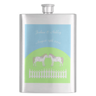 Petaca Hermoso Personalizado de caballos Boda blanco