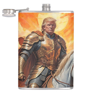 Petaca Heroico guerrero Trump en armería dorada