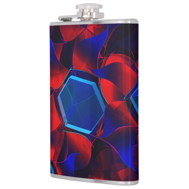 Petaca hexágono azul mezclado con curvas rojas superpuest (Izquierda)