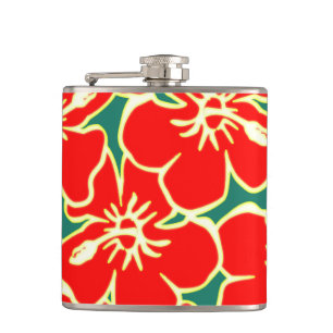 Petaca Hibiscus Rojo Flores Tropicales Hawai Luau