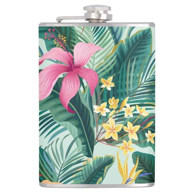 Petaca Hibiscus tropical: Patrón floral sin foco (Anverso)