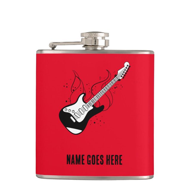 Petaca Hip Flask con guitarra - nombre personalizar (Anverso)