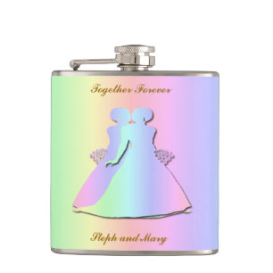 Petaca Hipflask Pastel de Arcoíris Lesbiana Novias