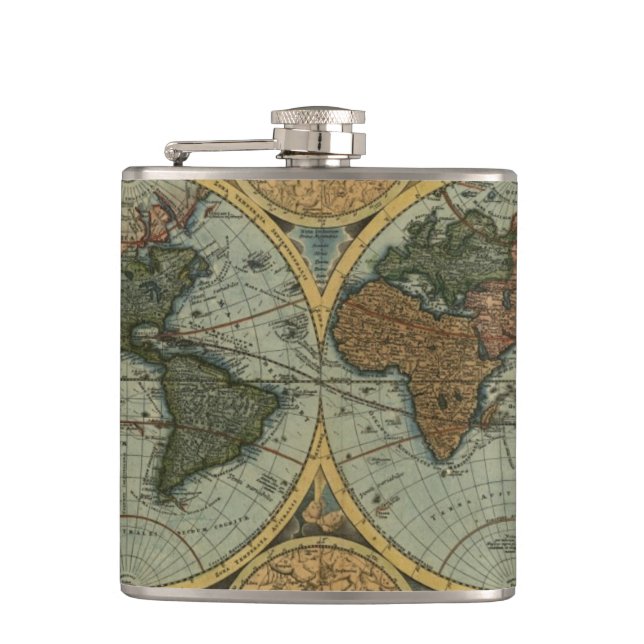 Petaca Histórico-bicho del mapa del viejo mundo de la vie (Anverso)