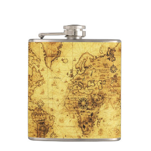 Petaca Histórico-bicho del mapa del viejo mundo de la vie