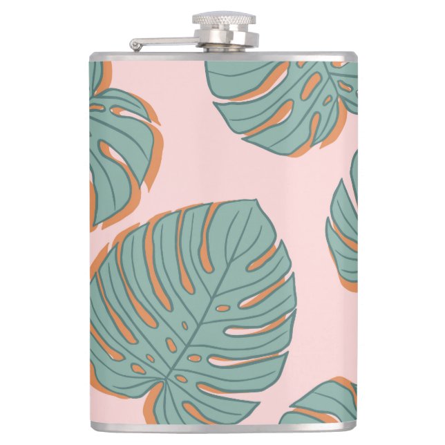 Petaca Hoja de Monstera: Patrón Vintage Tropical (Anverso)