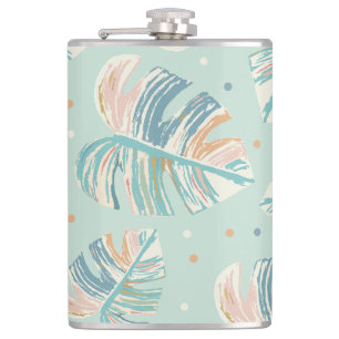 Petaca Hoja de Monstera - Turquesa, Verde, Coral, Mostaza