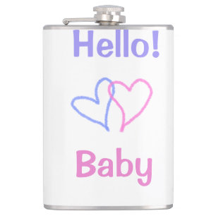 Petaca Hola bebé rosa púrpura corazón acuarela boho