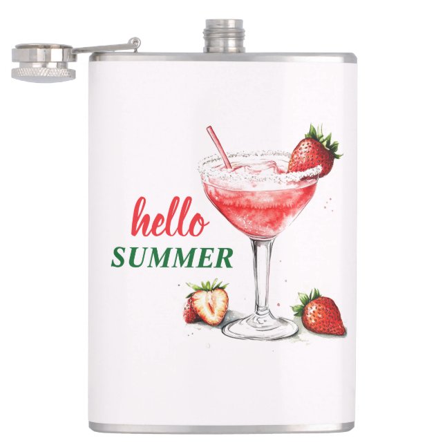 Petaca Hola Verano | Frasco de Cóctel de Fresa (Abierto)