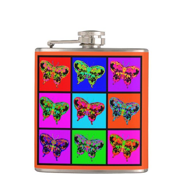 Petaca holiES - Mosaico de mariposas psicodélicas (Anverso)