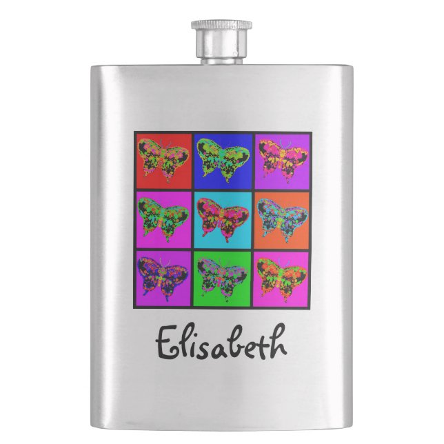 Petaca holiES - Mosaico de mariposas psicodélicas (Anverso)