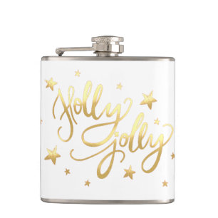 Petaca Holly Jolly   Elegante guión de Relieve metalizado