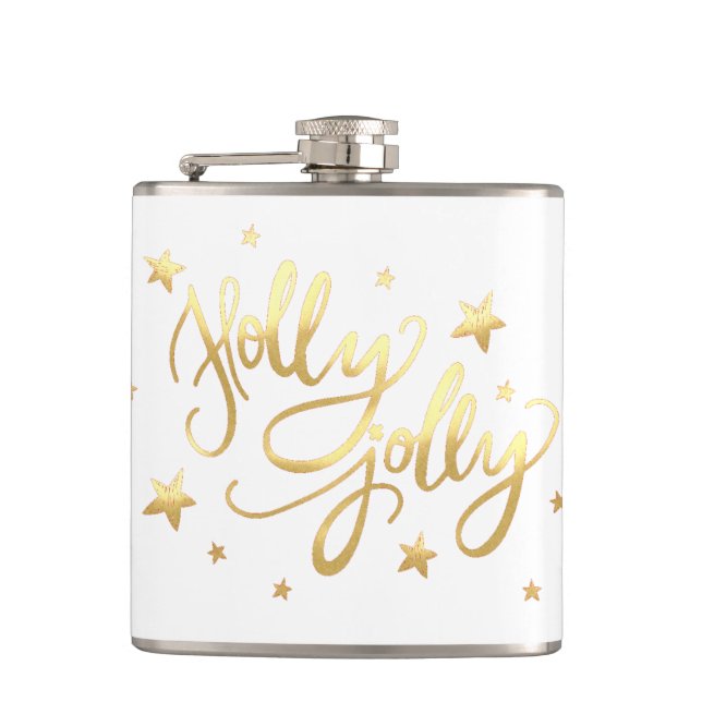Petaca Holly Jolly | Elegante guión de Relieve metalizado (Anverso)